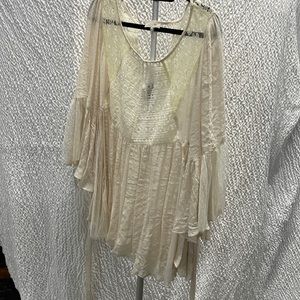 Boutique crochet and gauze top